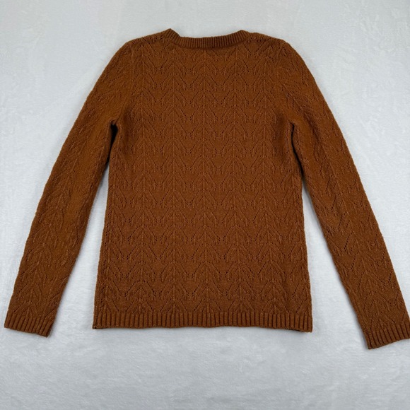 Talbots Womens Medium Rust Orange Pointelle Chevron Crewneck Sweater JO5161 - Picture 7 of 8